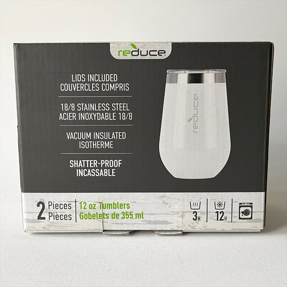 Set 2 REDUCE Wine Tumbler with Lid Stainless Steel Vacuum Insulated Cup 12oz - Picture 2 of 7